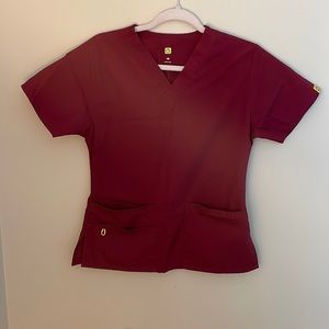Wonderwink burgundy scrub top